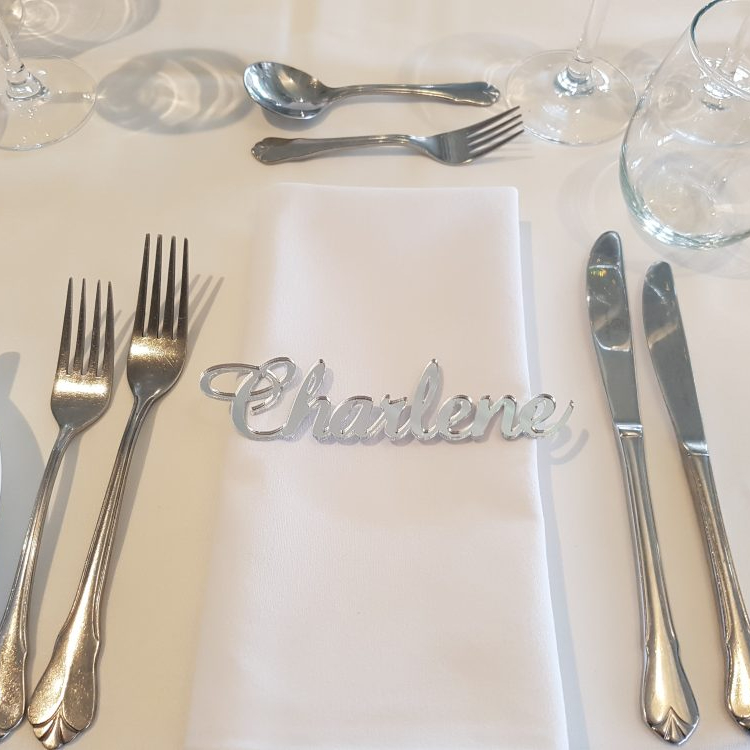 Silver Mirror Laser Cut Place Cards