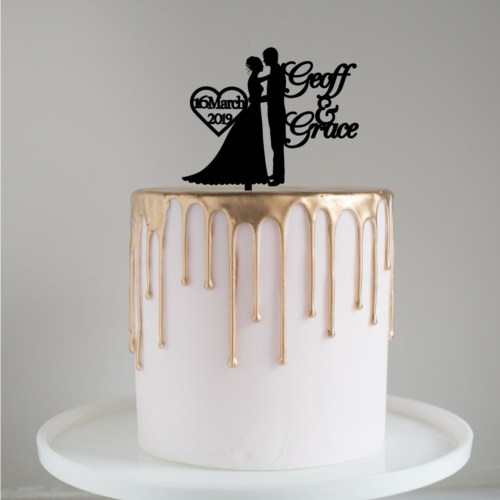 Quick Creations Cake Topper - Bride & Groom Date and Names