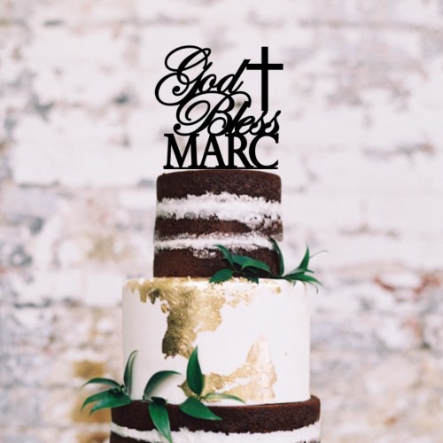 God Bless Cross Personalised Cake Topper
