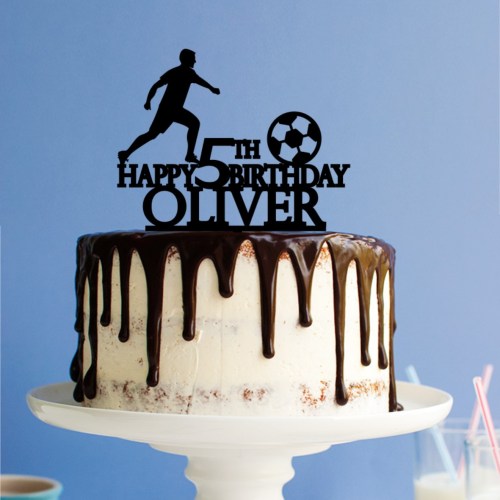 Quick Creations Cake Topper - Happy 5th Birthday Oliver Soccer