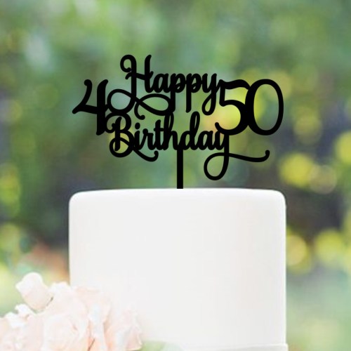 Quick Creations Cake Topper - Happy Birthday 4 & 50