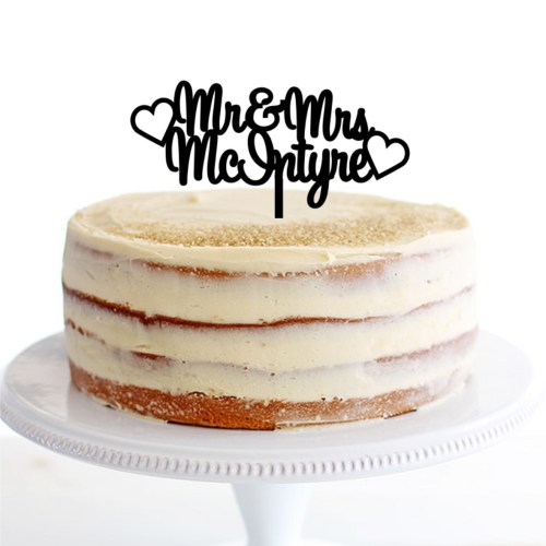 Mr & Mrs Hearts Cake Topper