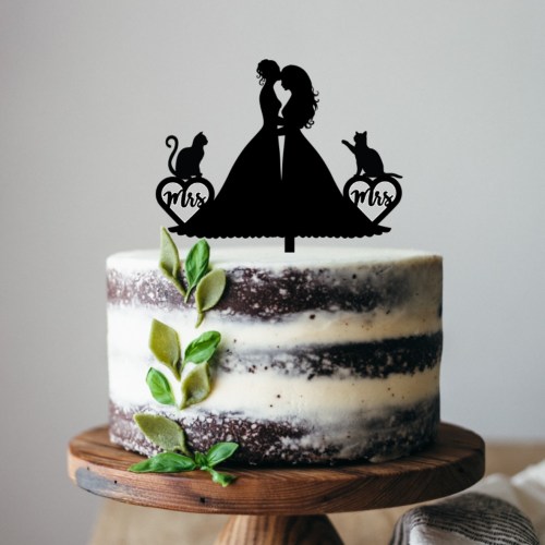 Mrs & Mrs Brides Cats Cake Topper