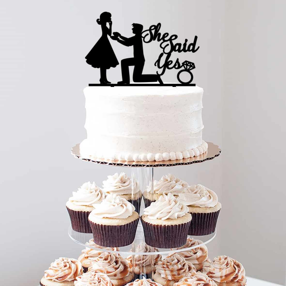 She Said Yes Wedding Proposal Cake Topper,Bride and Groom silhouette Cake  Topper, Engagement and Wedding Decorations Supplies - AliExpress
