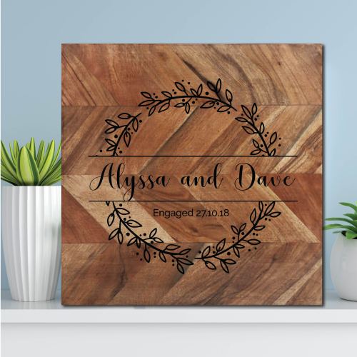 Couple Engagement Wreath Chopping Board