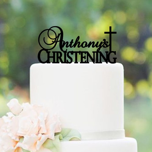 Personalised Name Christening Cross Cake Topper