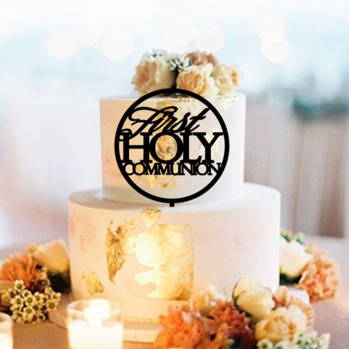 Round First HOLY Communion Circle Cake Topper