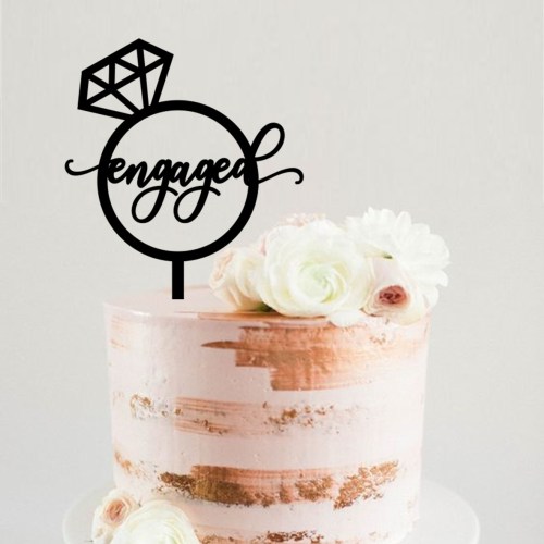 Large Ring Engaged Cake Topper