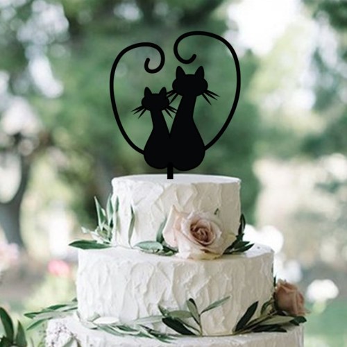 Cats Tails Heart Cake Topper
