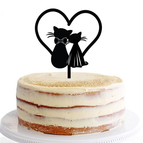 Cats Tails Heart 2 Cake Topper