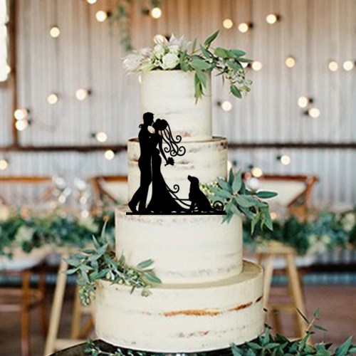 Bride & Groom Dog Cake Topper