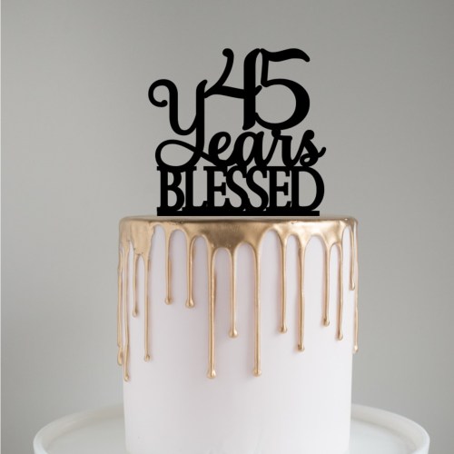 45 Years Blessed Cake Topper