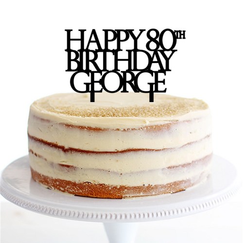 BLOCK Happy 80th Birthday Name Cake Topper
