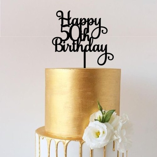 Script Happy 50th Birthday Cake Topper