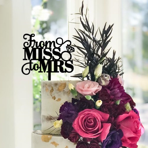 From MISS to MRS Engagement Ring Cake Topper