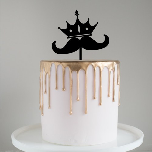 Fathers Day Moustache Crown Cake Topper