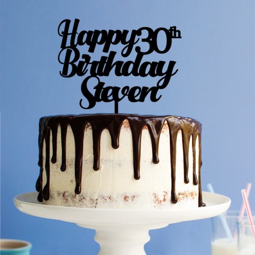 Happy 30th Birthday Name Cake Topper