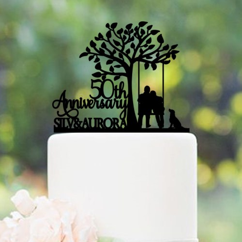 Tree Swing 50th Wedding Anniversary Personalised Cake Topper